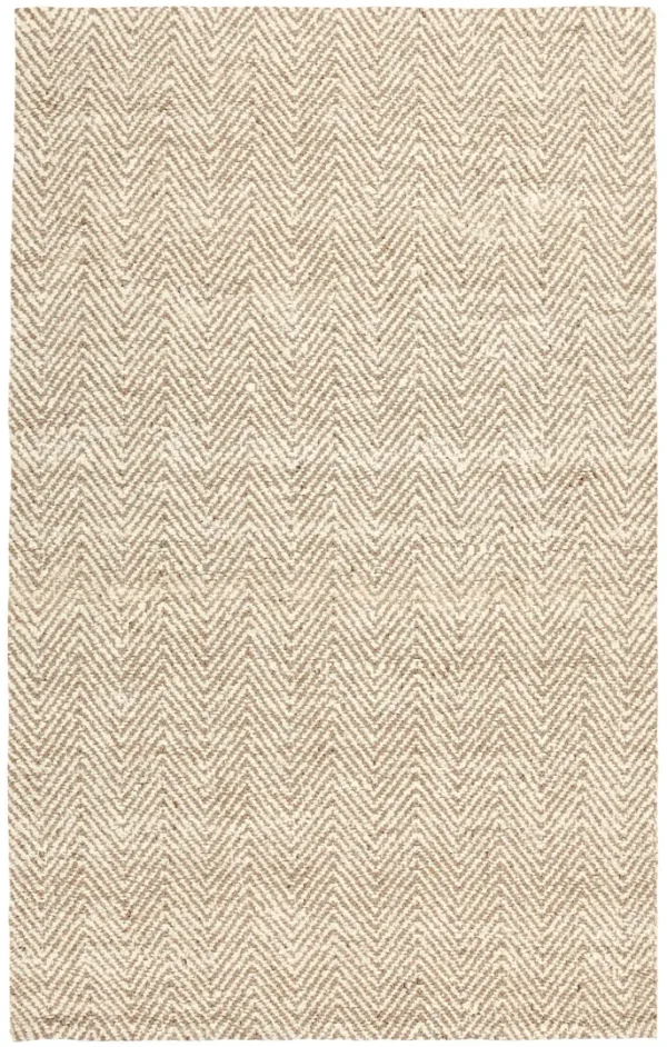 Herringbone 10'x14' Hand Spun Wool Blend Chenille Ivory Area Accent Rug