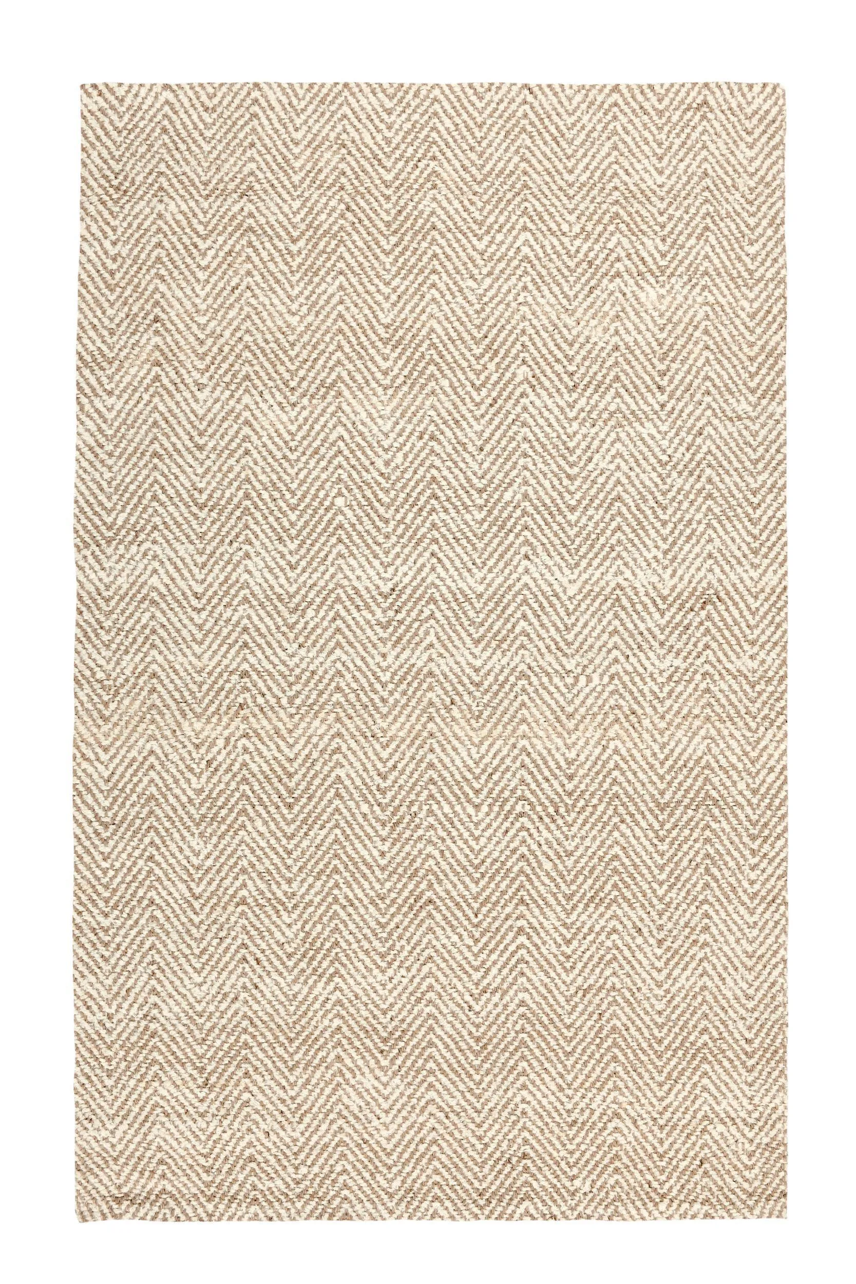 Herringbone 10'x14' Hand Spun Wool Blend Chenille Ivory Area Accent Rug