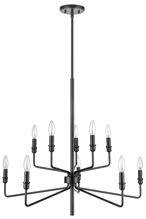 Saginaw 34" Wide 10-Light Chandelier - Matte Black