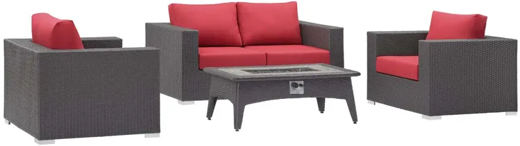 Convene 4 Piece Set Outdoor Patio with Fire Pit