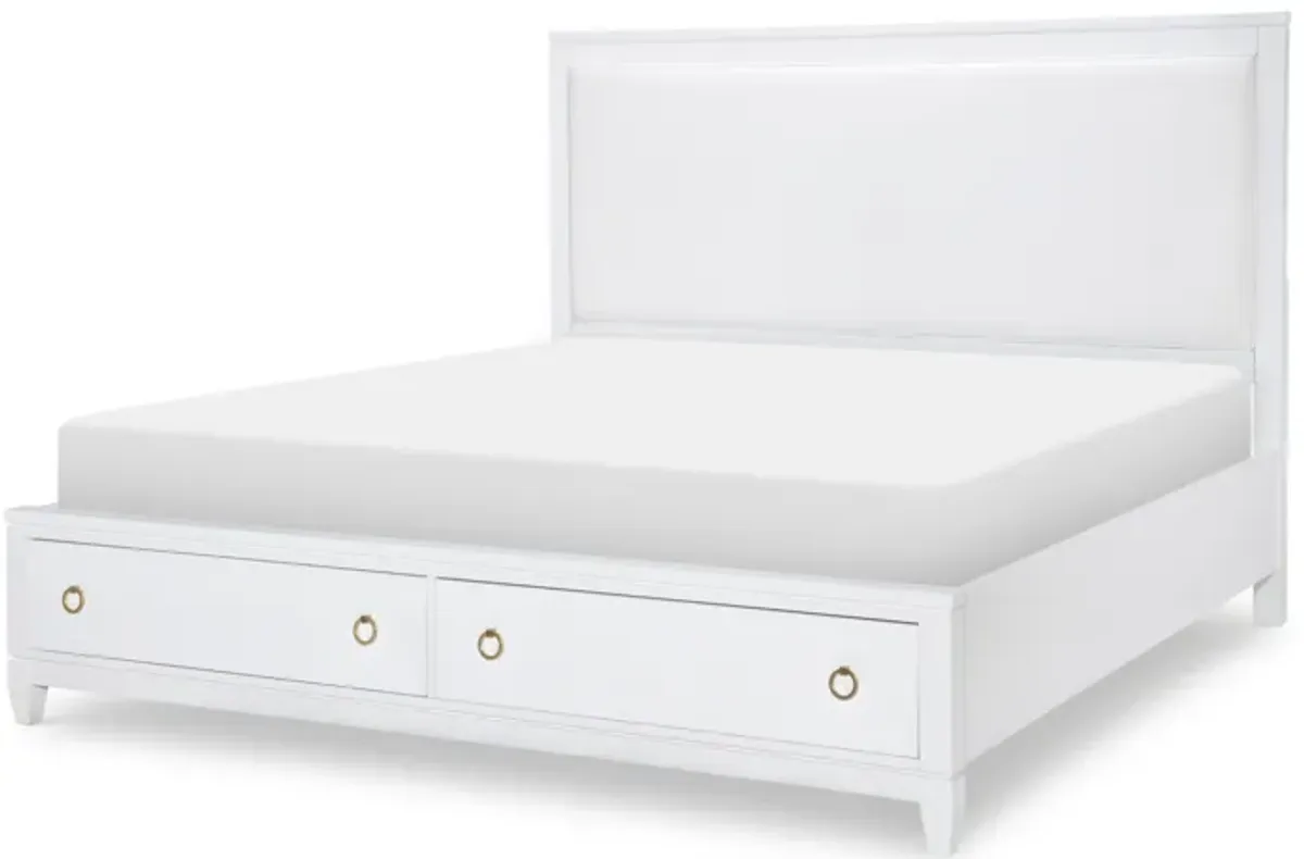 Summerland White Complete Upholstered Bed W Storage King 60 White Finish