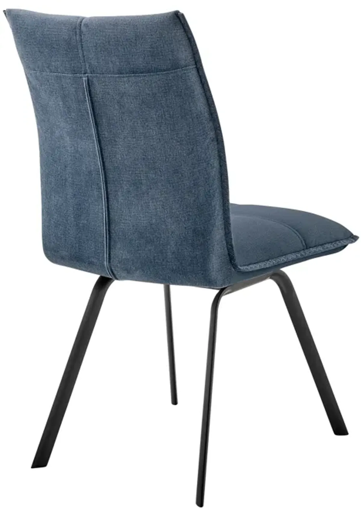 Rylee Dining Room Accent Chair in Blue Fabric and Black Finish - Set of 2