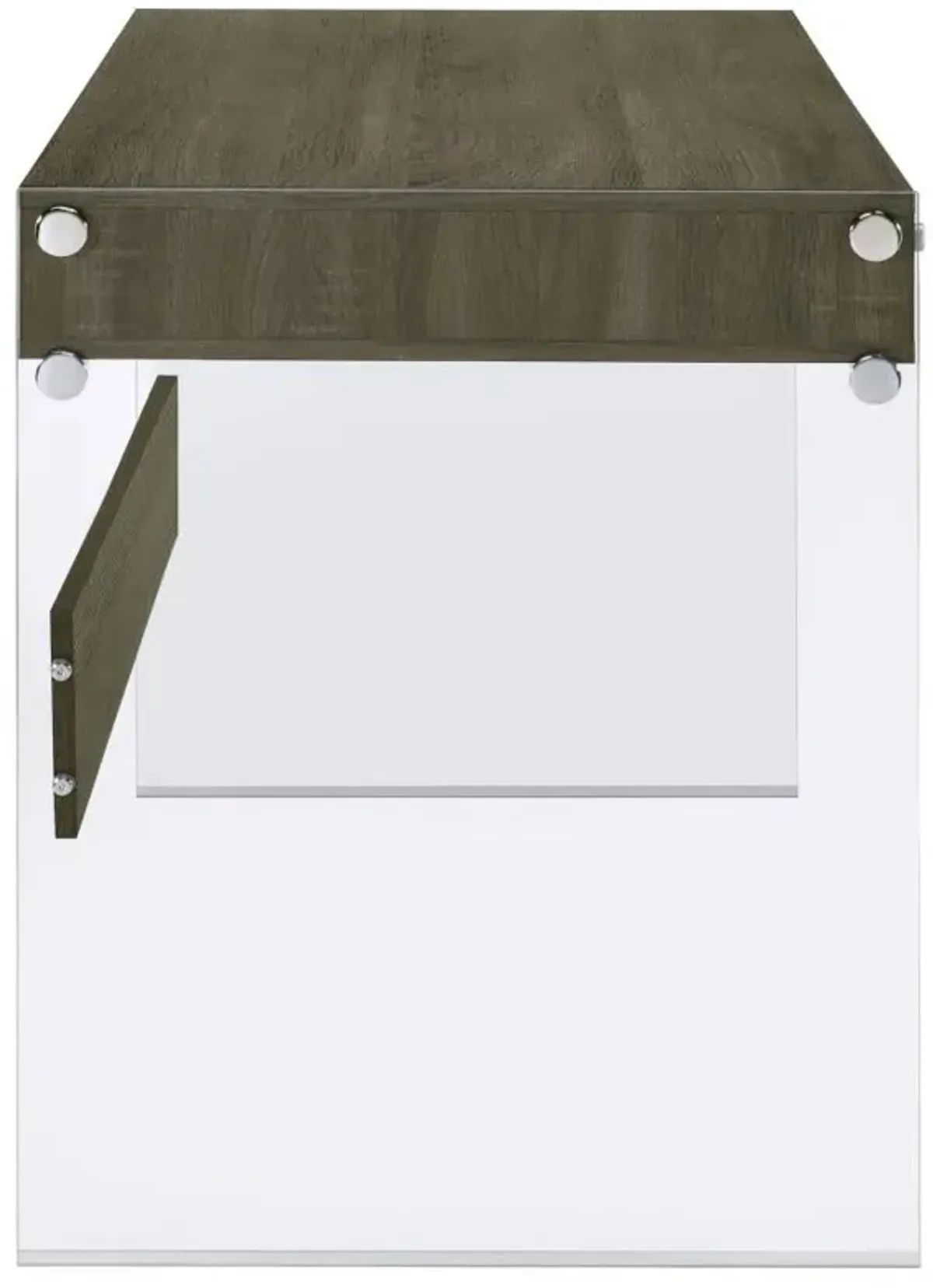 Dobrev 2-drawer Writing Desk Weathered Grey and Clear