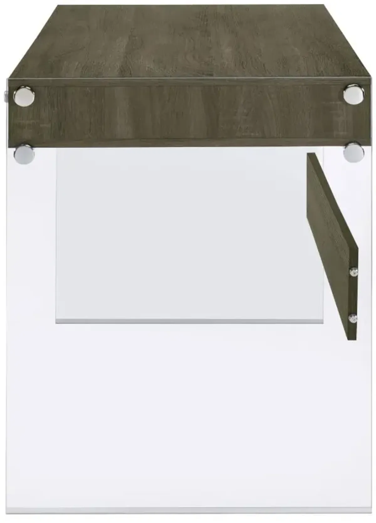 Dobrev 2-drawer Writing Desk Weathered Grey and Clear