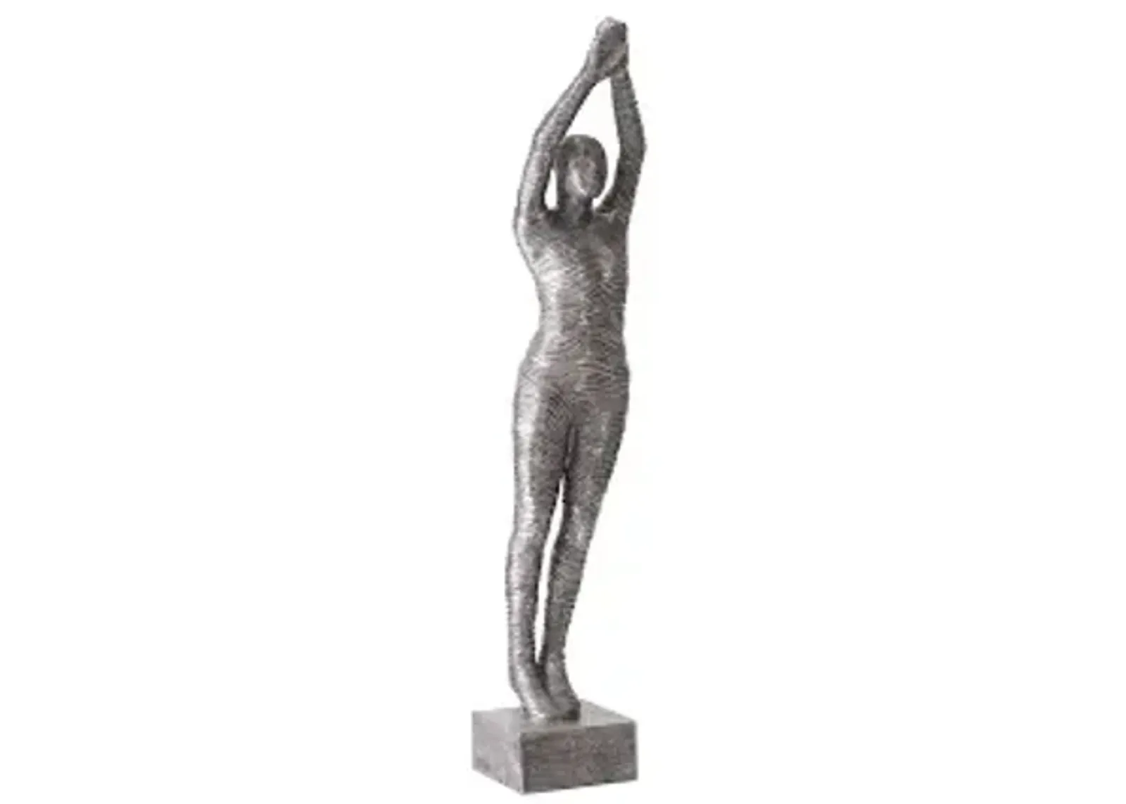 standing diving sculpture, black/silver, aluminum