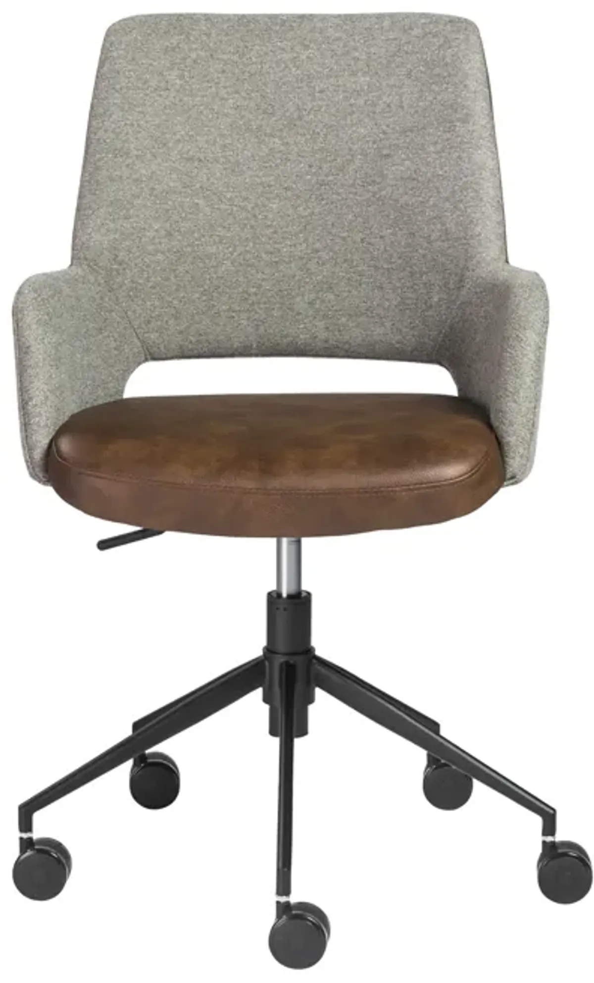 Desi Tilt Office Chair in Gray Fabric and Light Brown Leatherette with Black Base