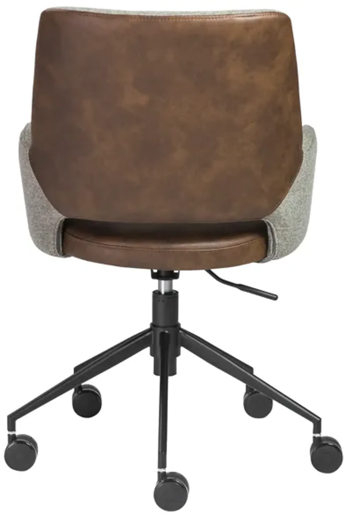 Desi Tilt Office Chair in Gray Fabric and Light Brown Leatherette with Black Base