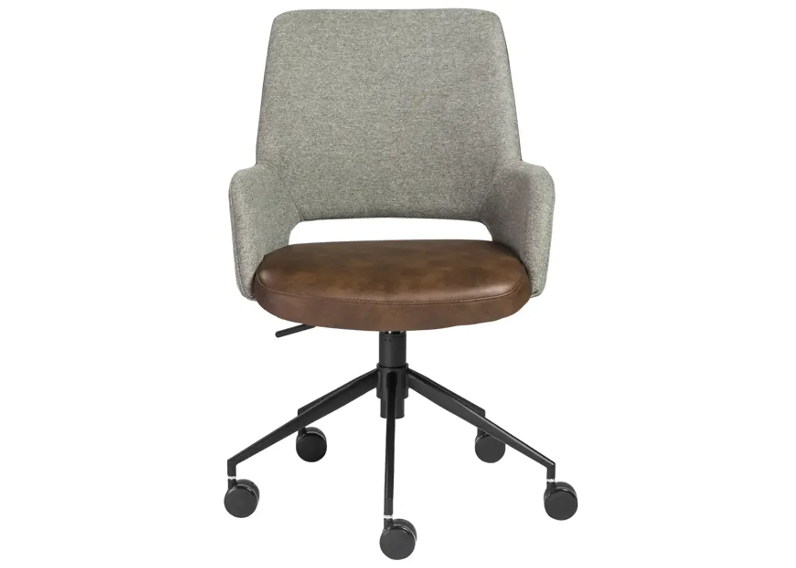 Desi Tilt Office Chair in Gray Fabric and Light Brown Leatherette with Black Base