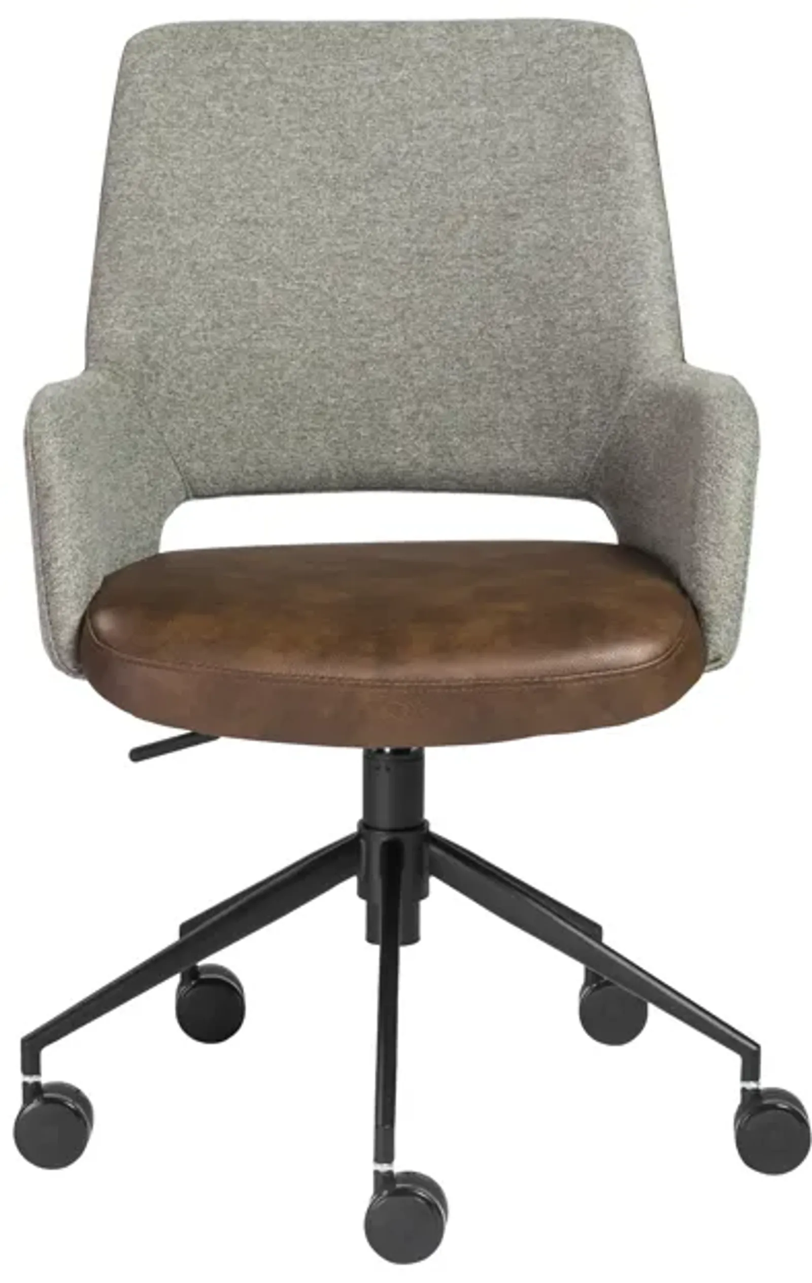 Desi Tilt Office Chair in Gray Fabric and Light Brown Leatherette with Black Base