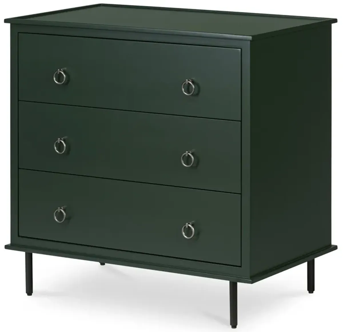 Reagan 3 Drawer Nightstand Deep Green