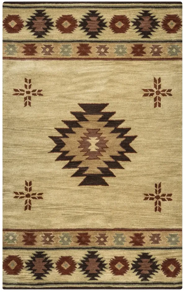 Southwest Beige Southwest/Tribal Wool 5' x 8' Rectangle Rug