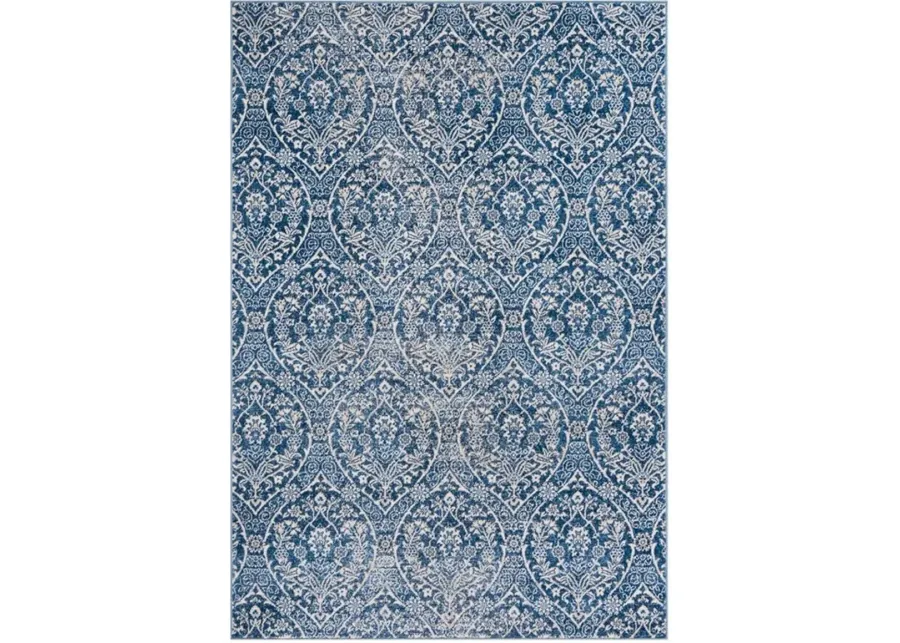 Brentwood 860 Navy / Light Grey 8' X 10' Large Rectangle Powerloomed Rug