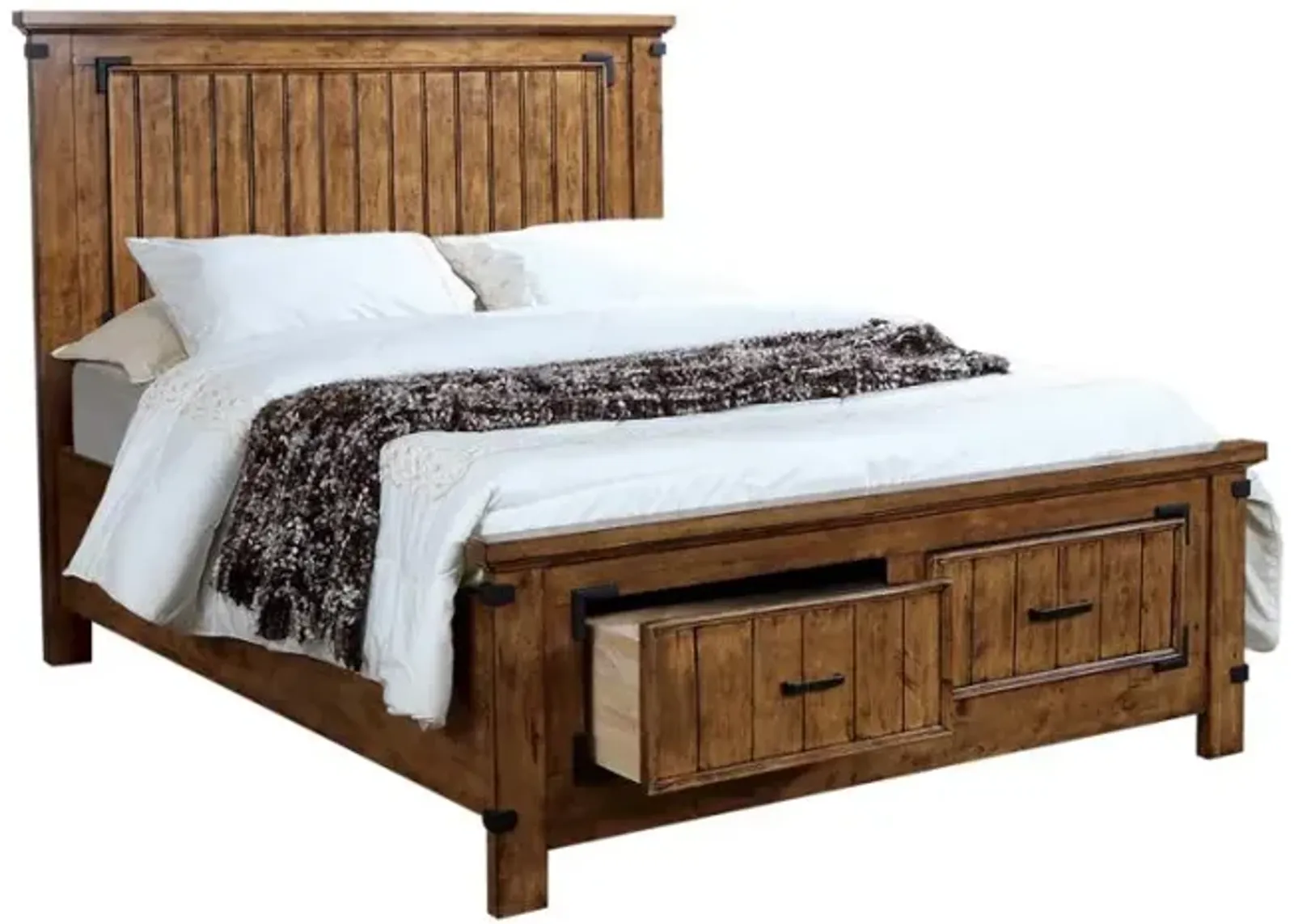 Brenner California King Storage Bed Rustic Honey