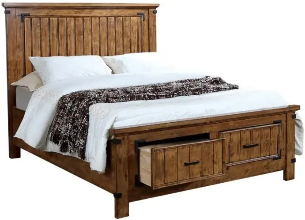 Brenner California King Storage Bed Rustic Honey