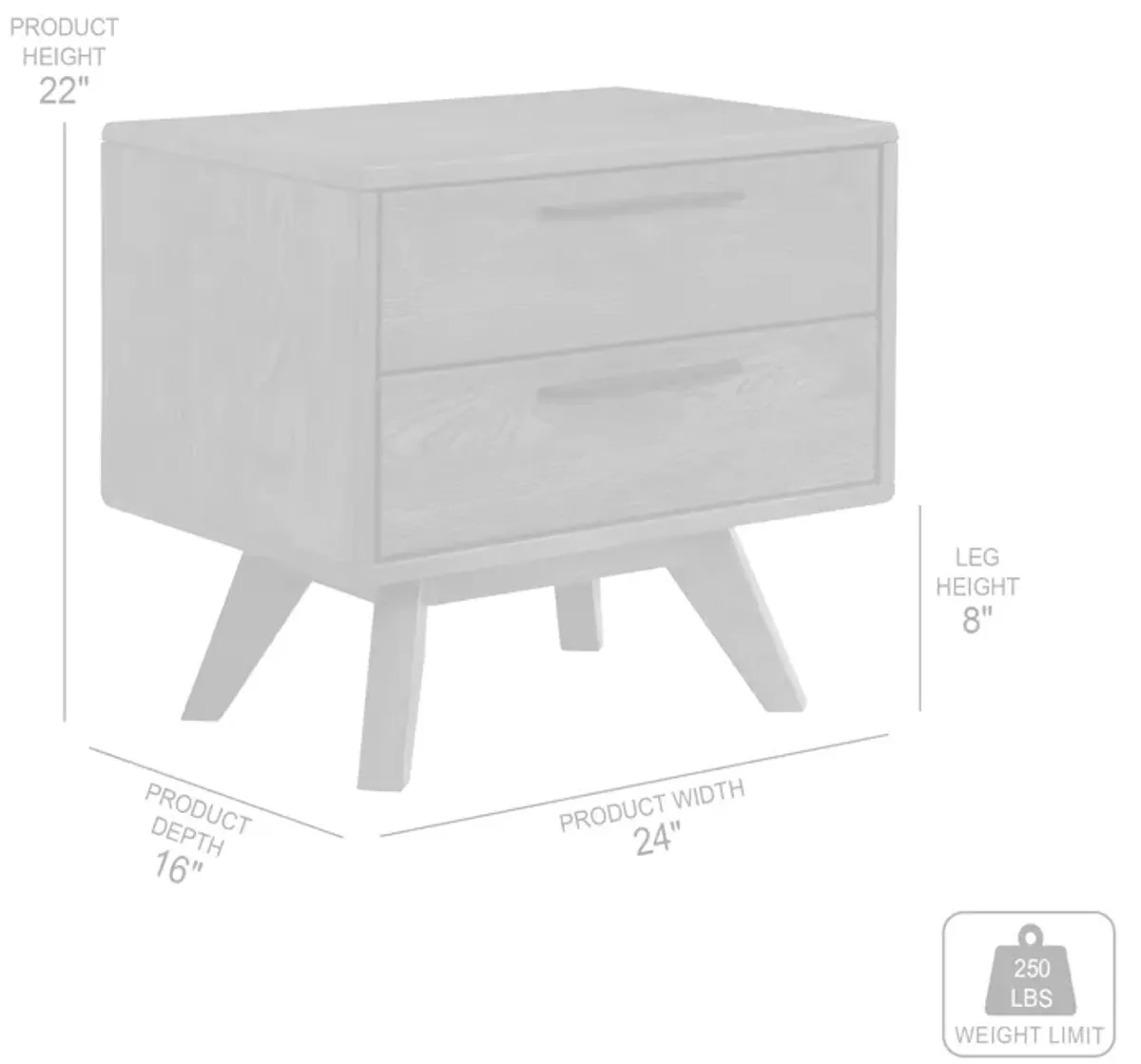 Astoria Oak 2-Drawer Nightstand