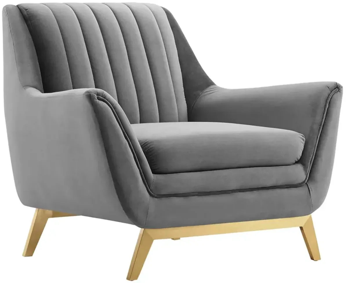 Winsome Channel Tufted Performance Velvet Armchair