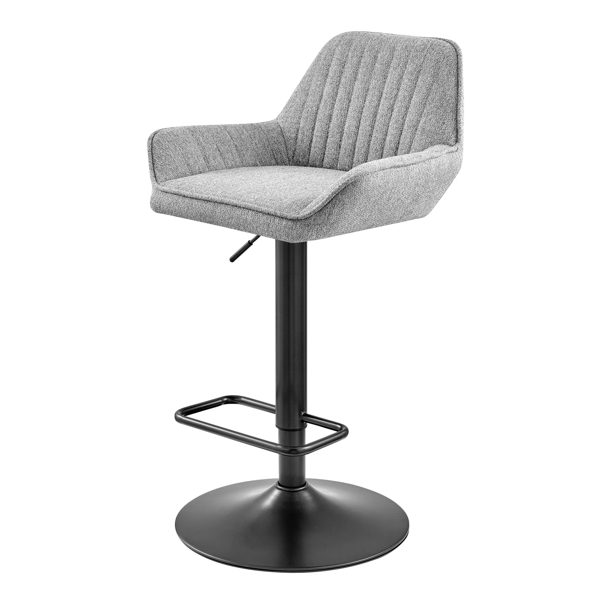 Luther Fabric Gaslift Swivel Bar Stool, Strata Gray - Set of 2