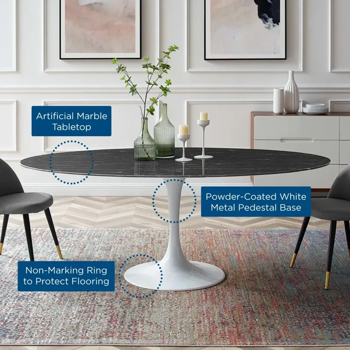 Lippa Oval Artificial Dining Table