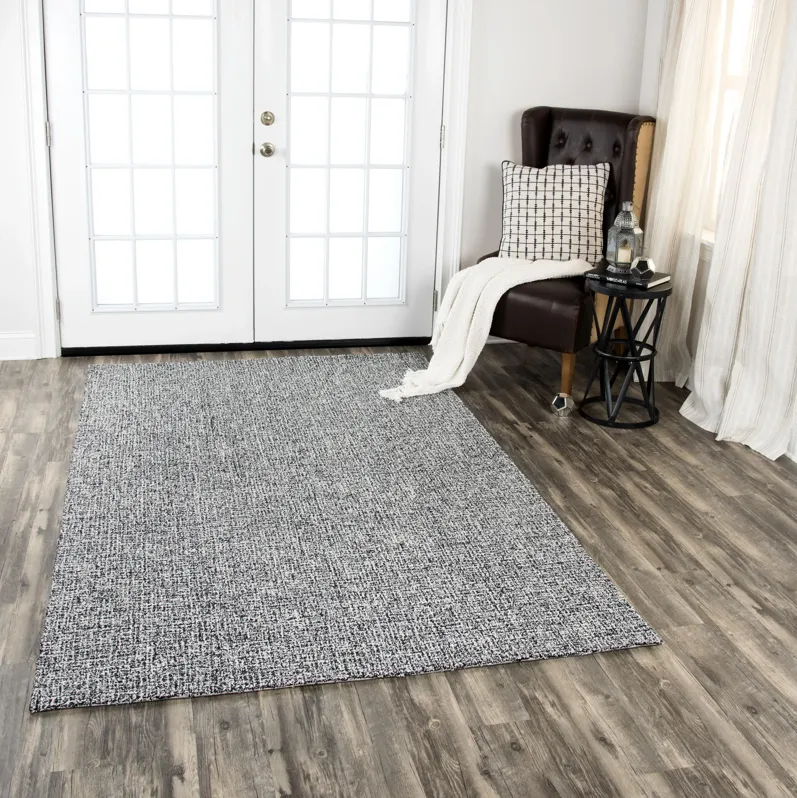 Brindleton Black/White Tweed Wool 6'6" x 9'6" Rectangle Rug