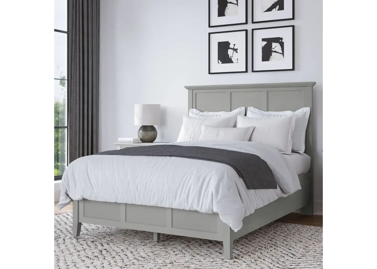 Grace Queen-size Three Panel Bed in Elephant Grey