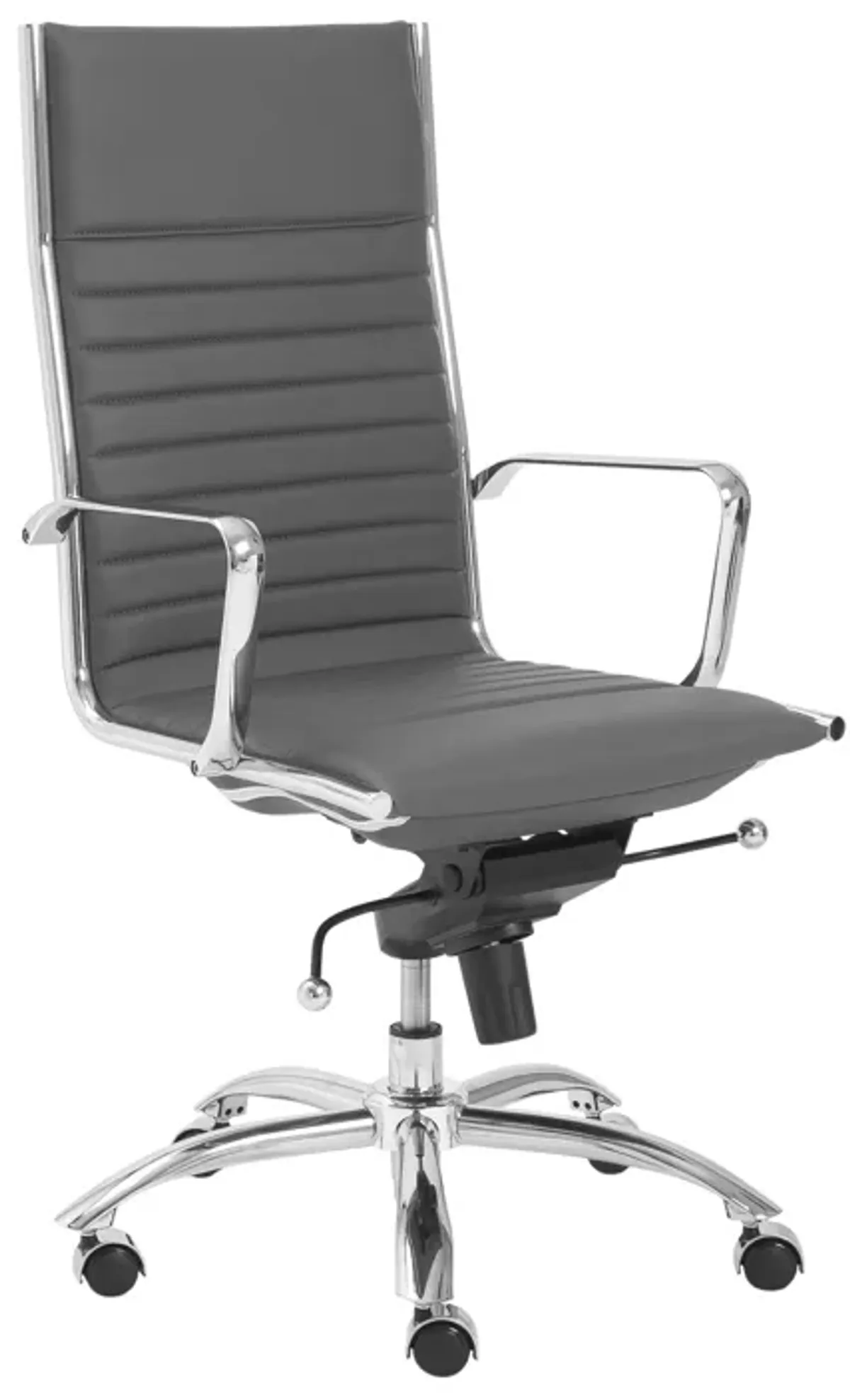 Dirk High Back Office Chair in Gray with Chromed Steel Base