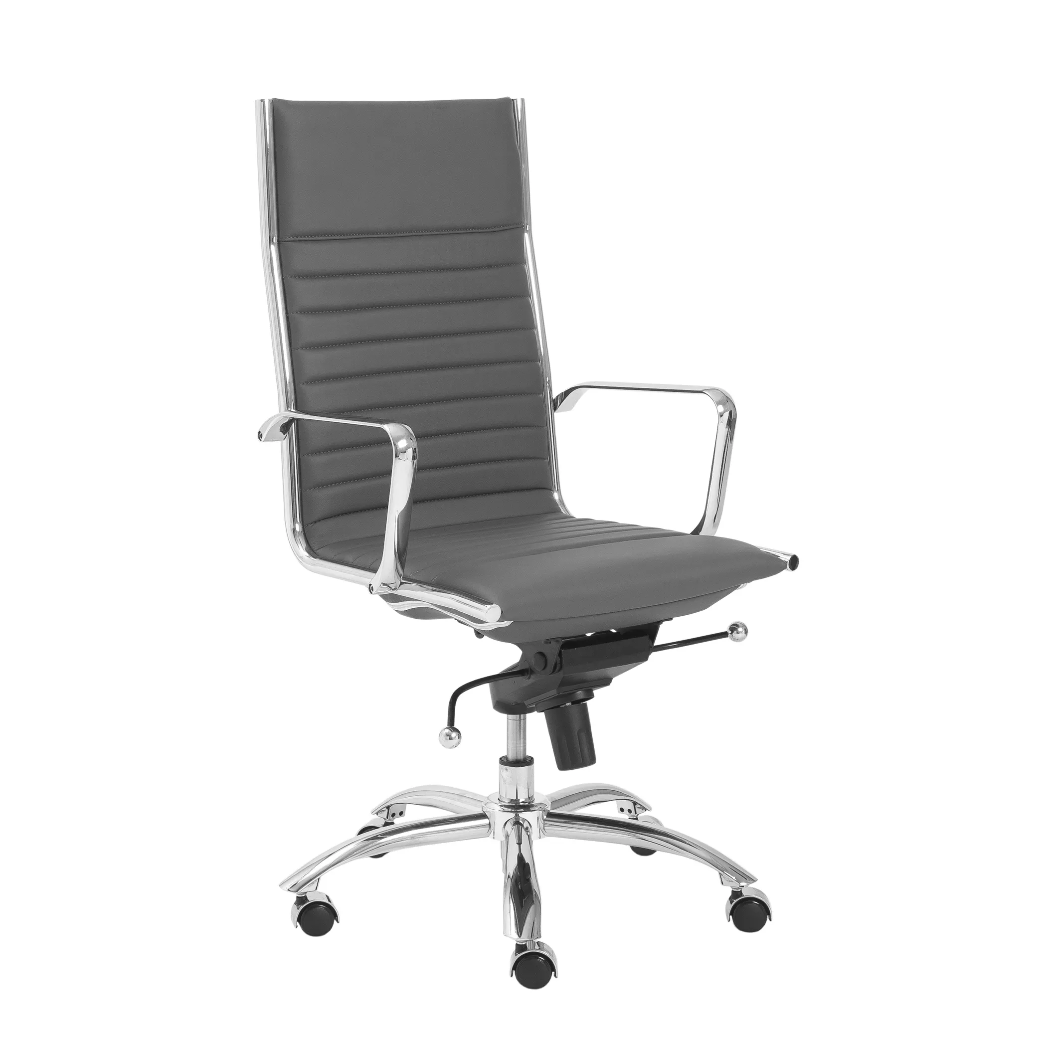 Dirk High Back Office Chair in Gray with Chromed Steel Base