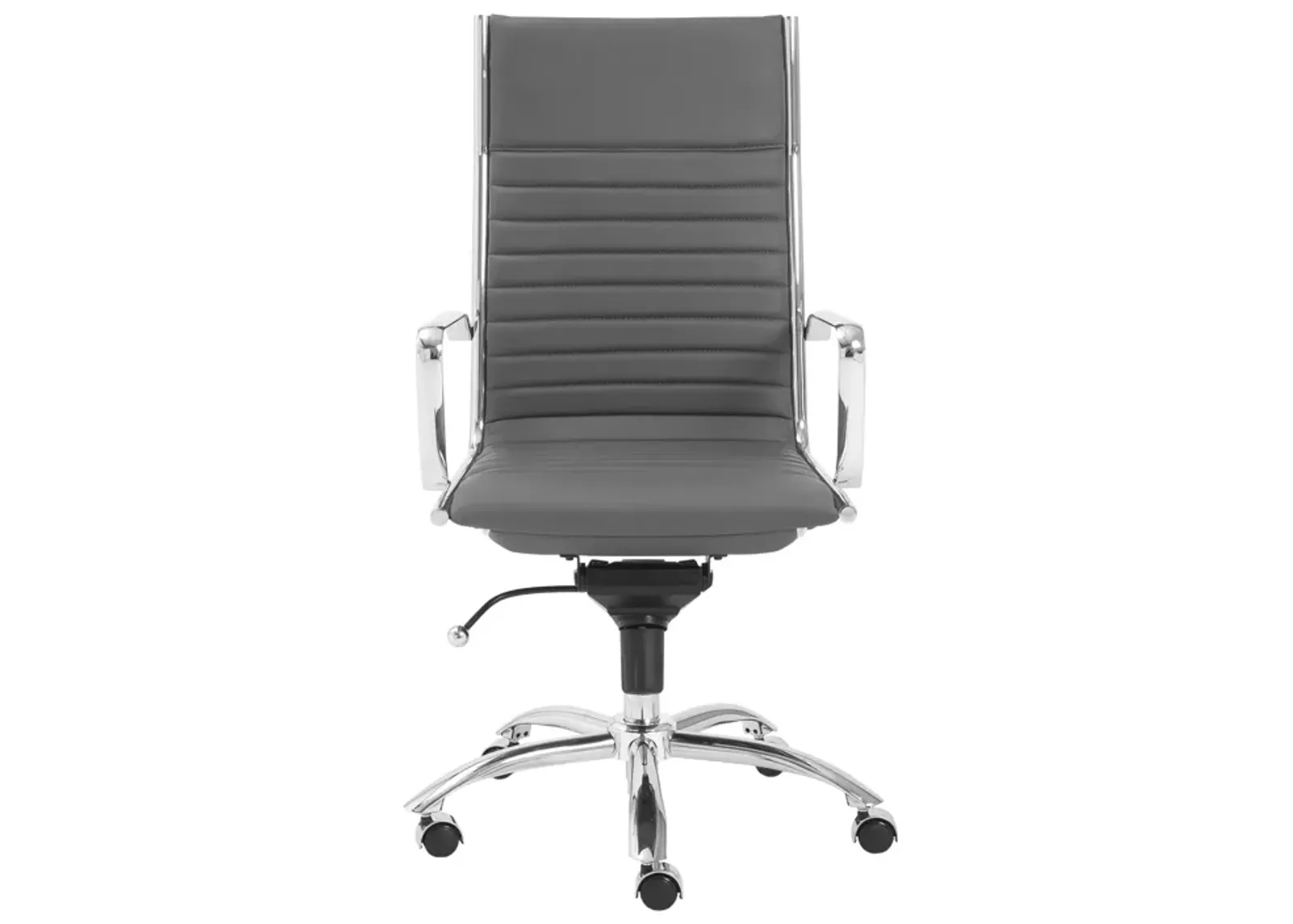 Dirk High Back Office Chair in Gray with Chromed Steel Base