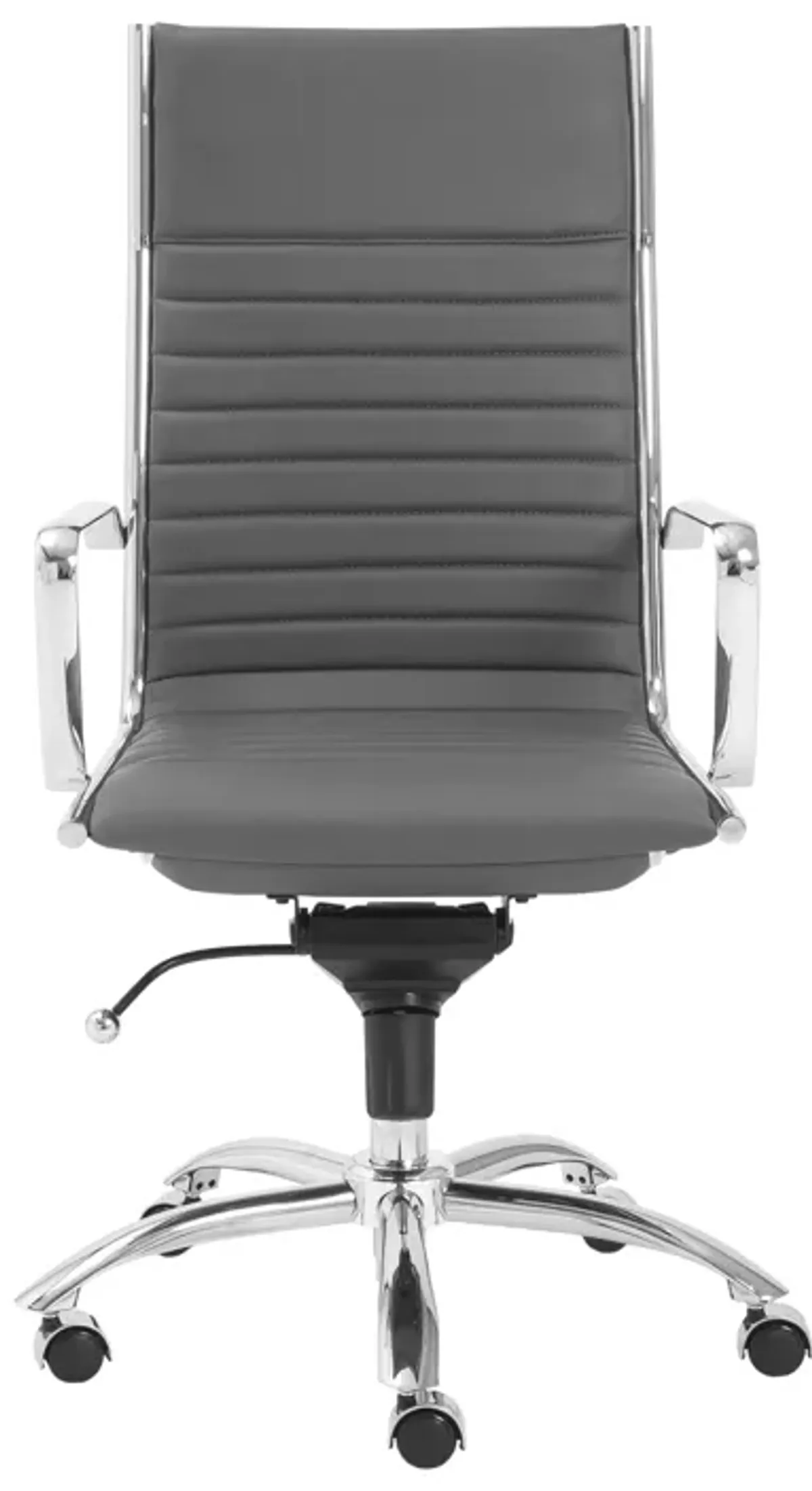 Dirk High Back Office Chair in Gray with Chromed Steel Base