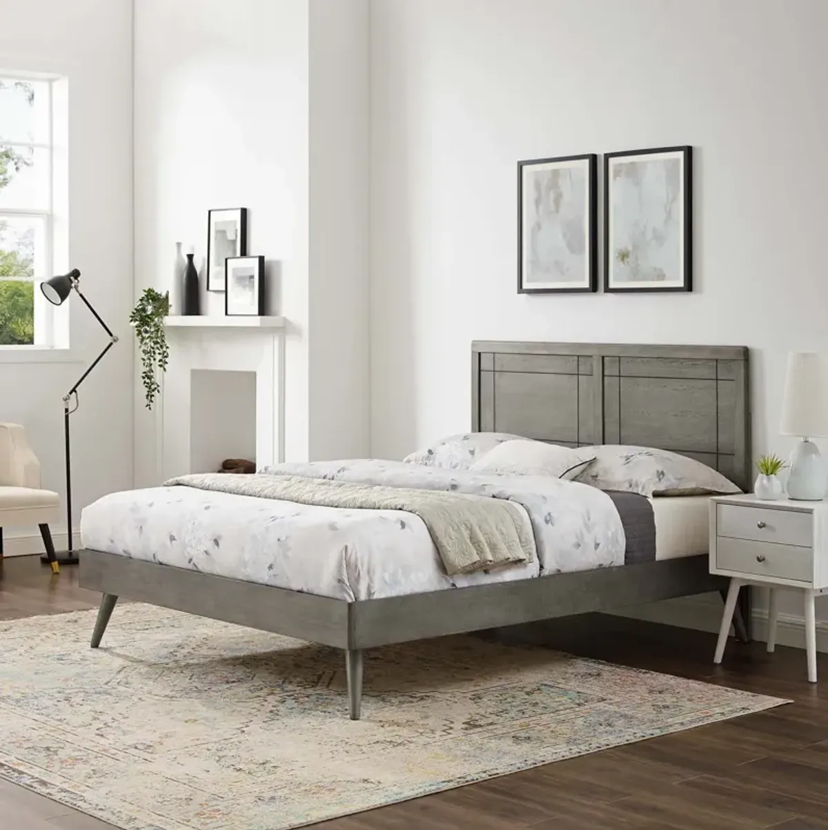 Marlee Twin Wood Platform Bed With Splayed Legs