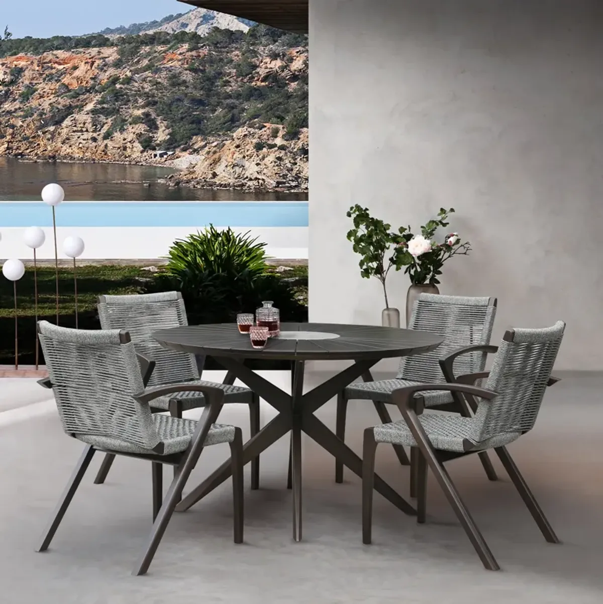 Oasis Outdoor Wood and Concrete Table