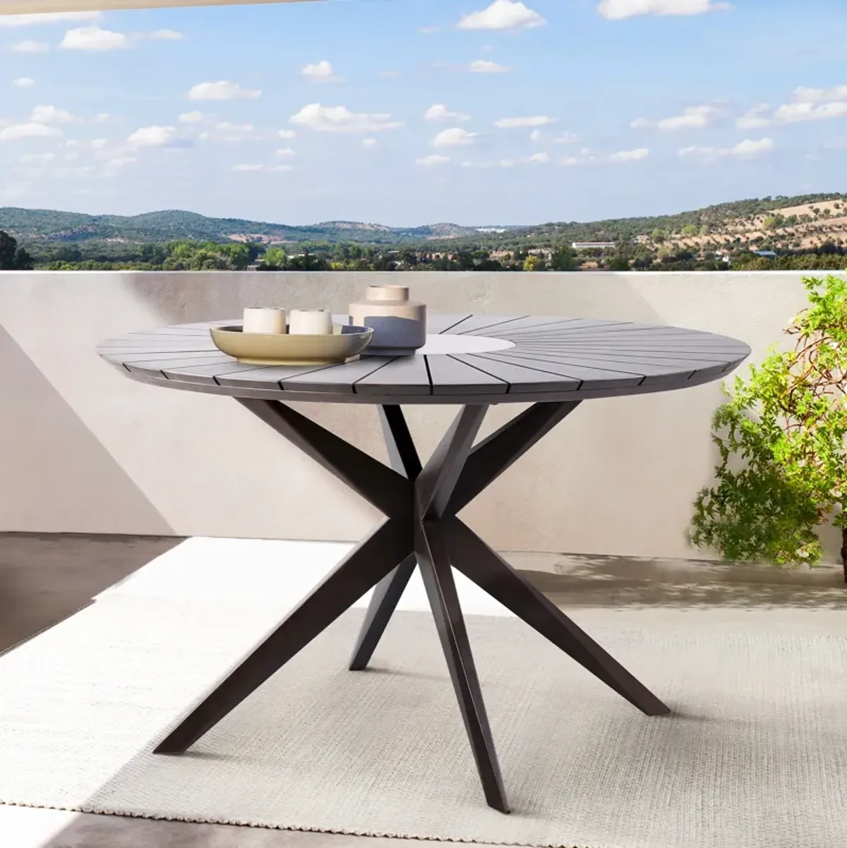 Oasis Outdoor Wood and Concrete Table