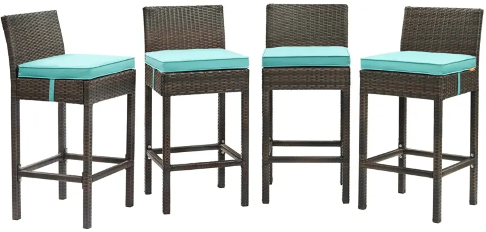 Conduit Bar Stool Outdoor Patio Wicker Rattan Set of 4