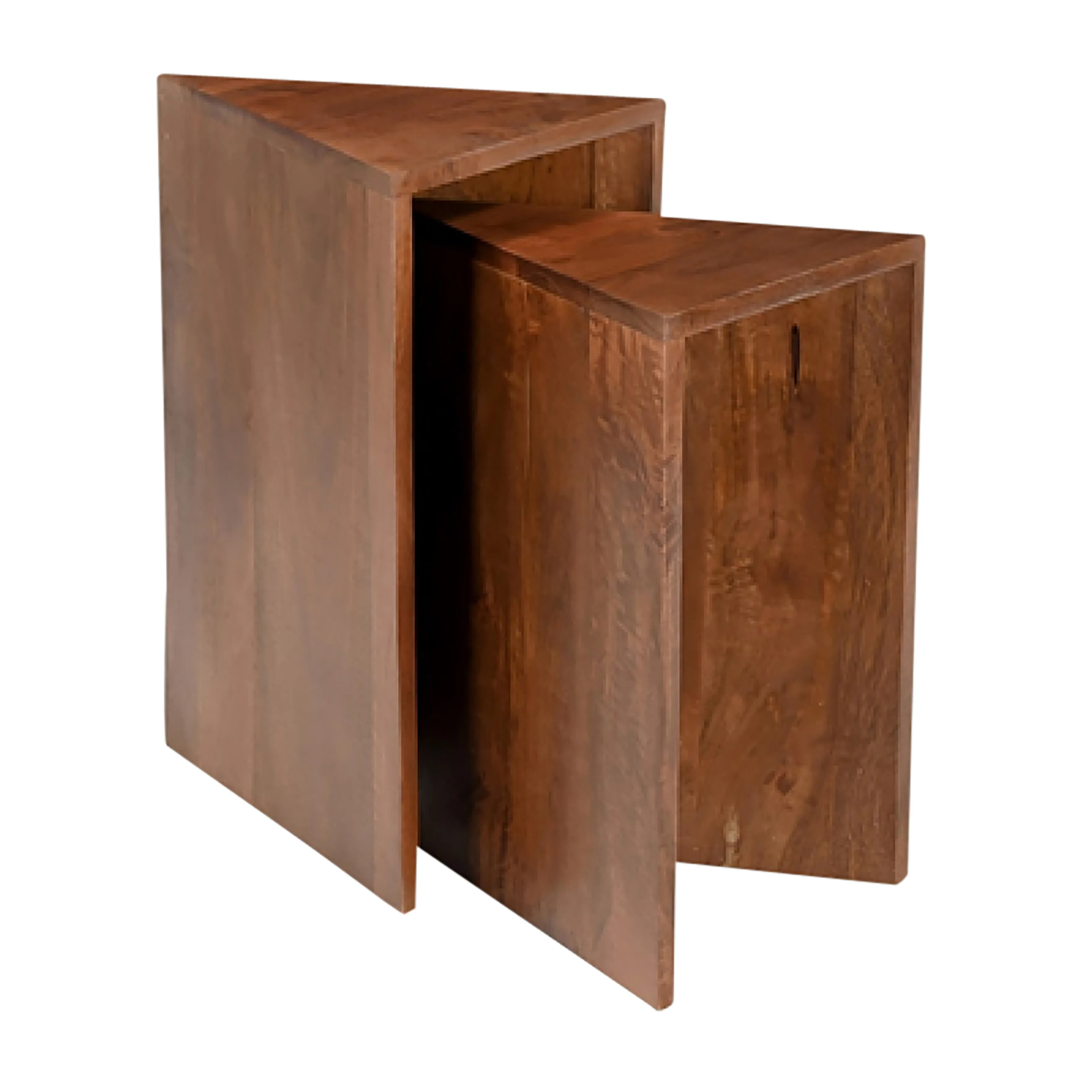 Wood, 18/20" Triangle Side Tables, Brown - Set of 2