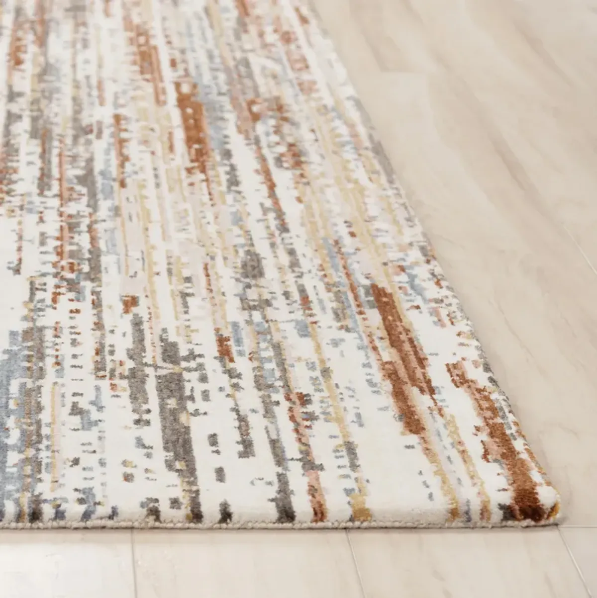 Jasper beige/Multi Abstract Recycled Polyester 2'6" x 8' Runner Rug