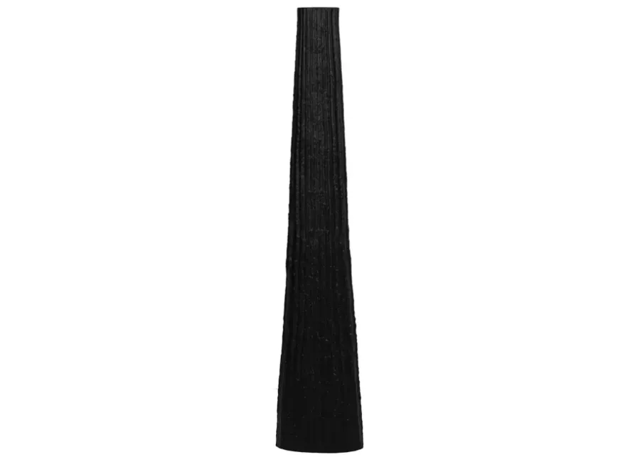 Metal, 48" Ribbed Floor Vase, Black