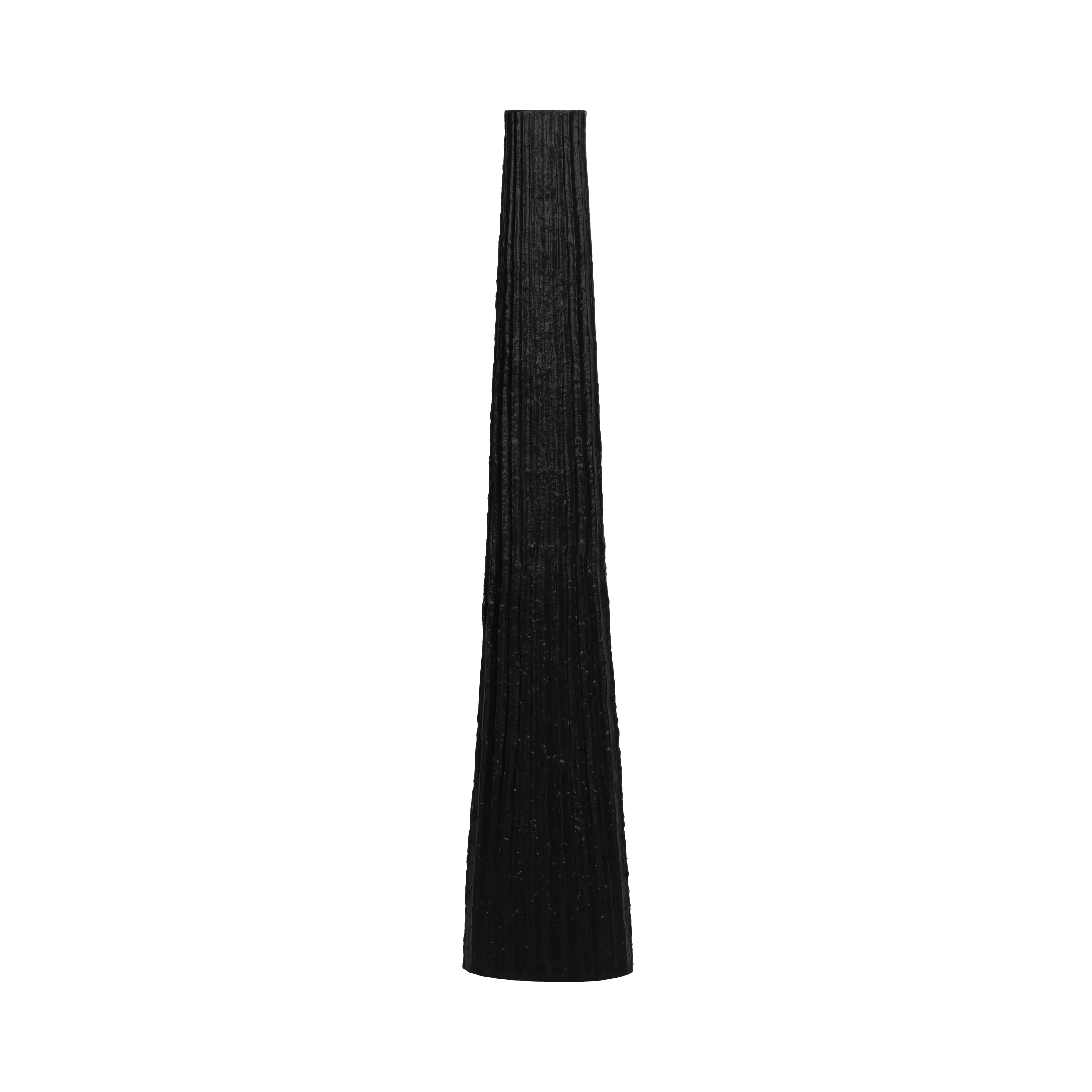 Metal, 48" Ribbed Floor Vase, Black