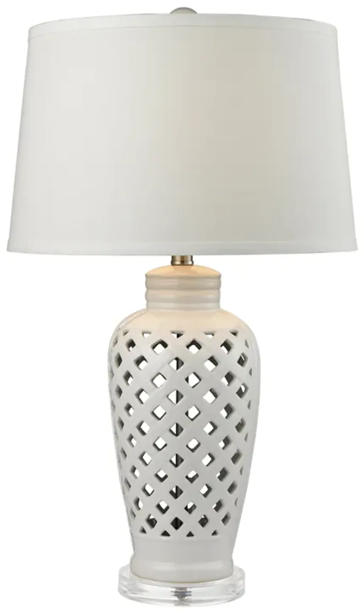 Openwork 27" High 1-Light Table Lamp - White