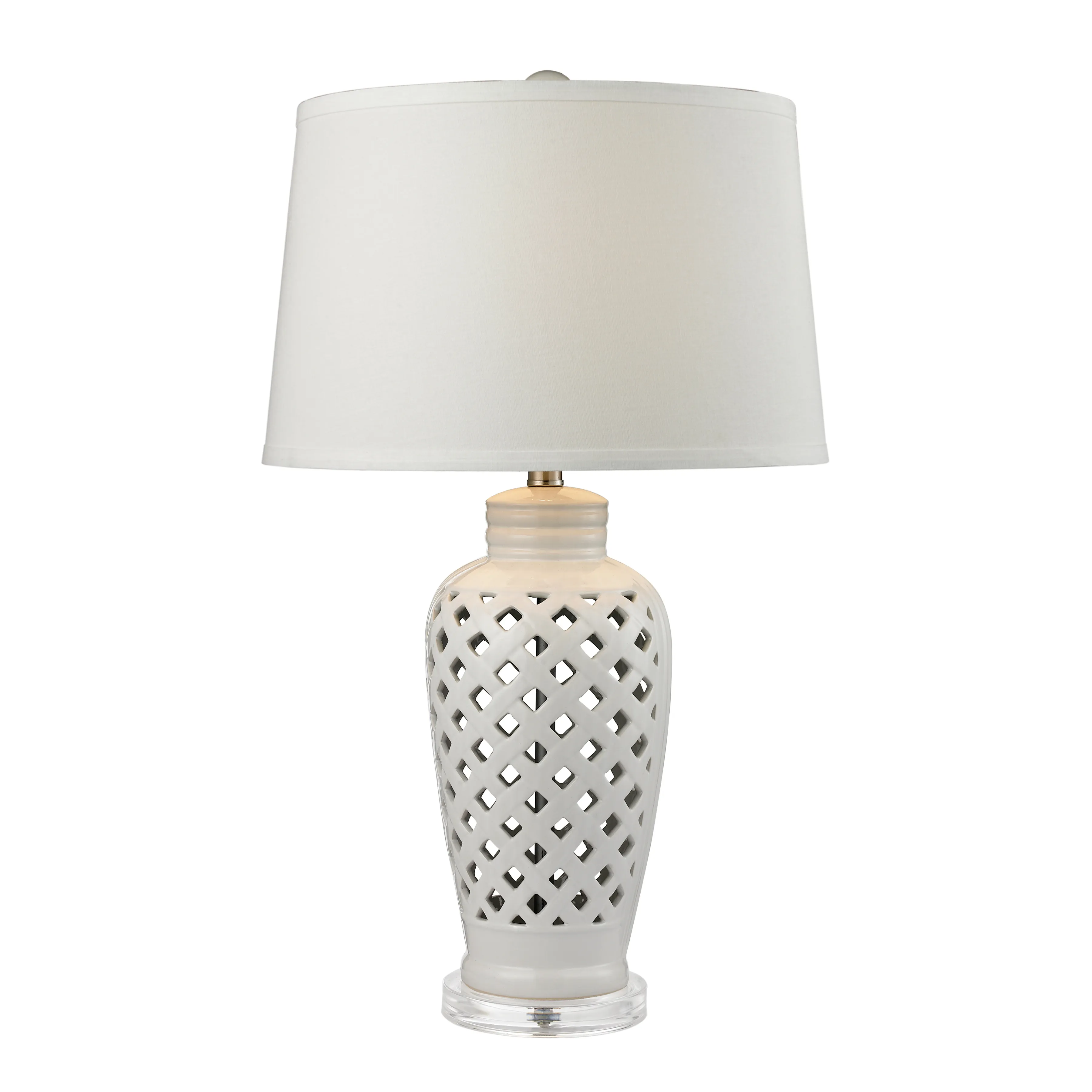 Openwork 27" High 1-Light Table Lamp - White