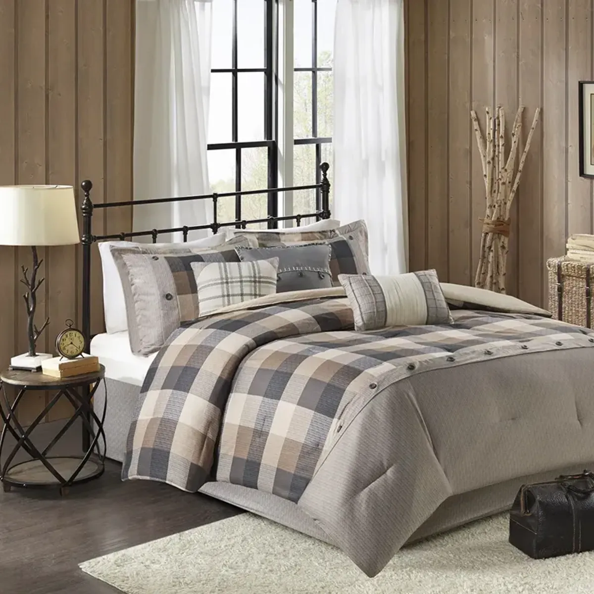 Madison Park Ridge Neutral 7 Piece Herringbone Comforter Set