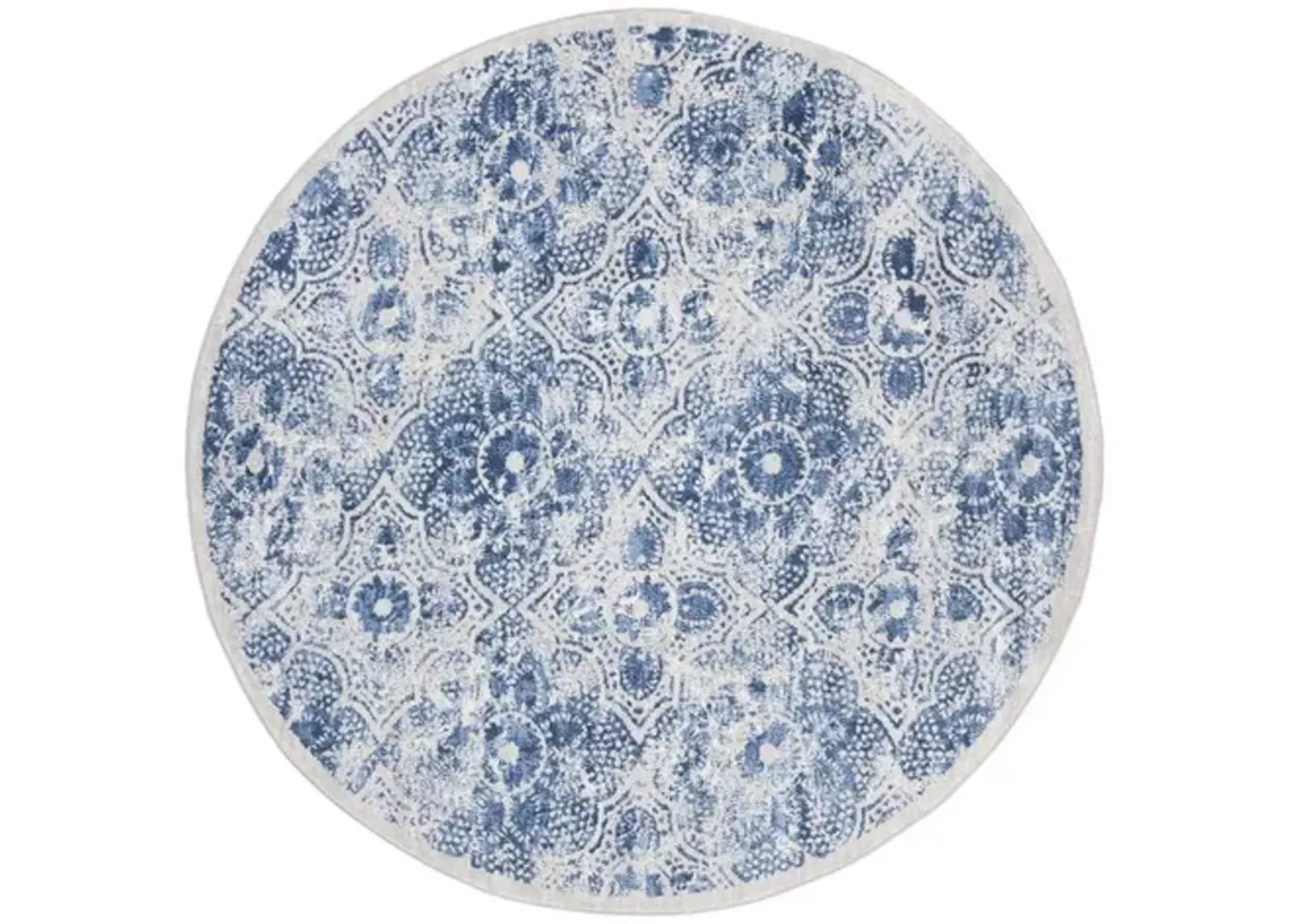 Brentwood 862 Cream / Blue 6'-7" X 6'-7" Round Round Powerloomed Rug