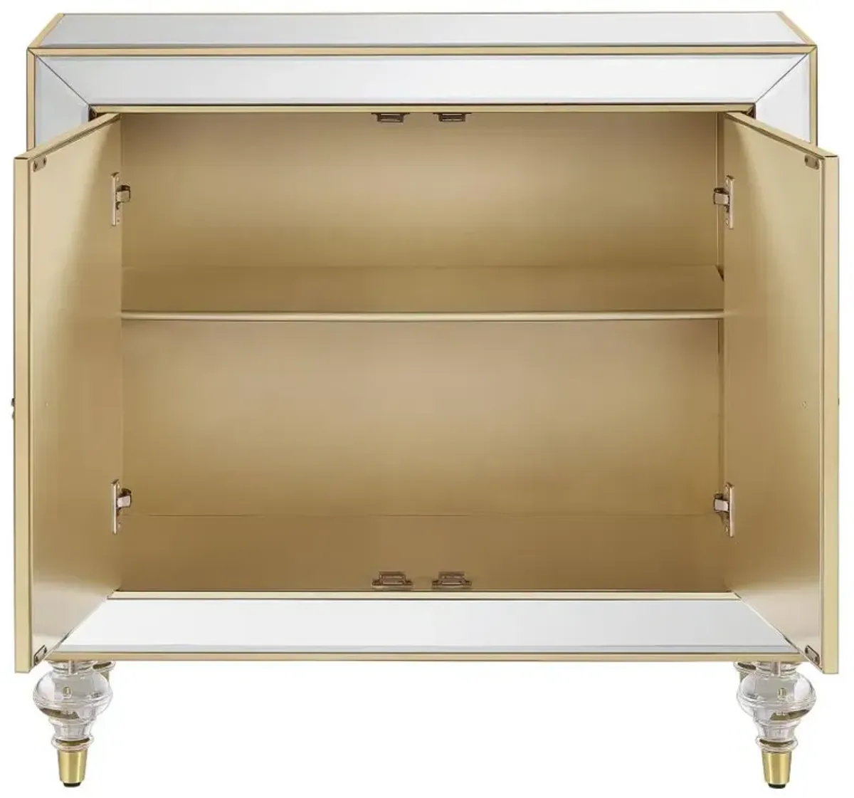 Lupin 2-door Accent Cabinet Mirror and Champagne