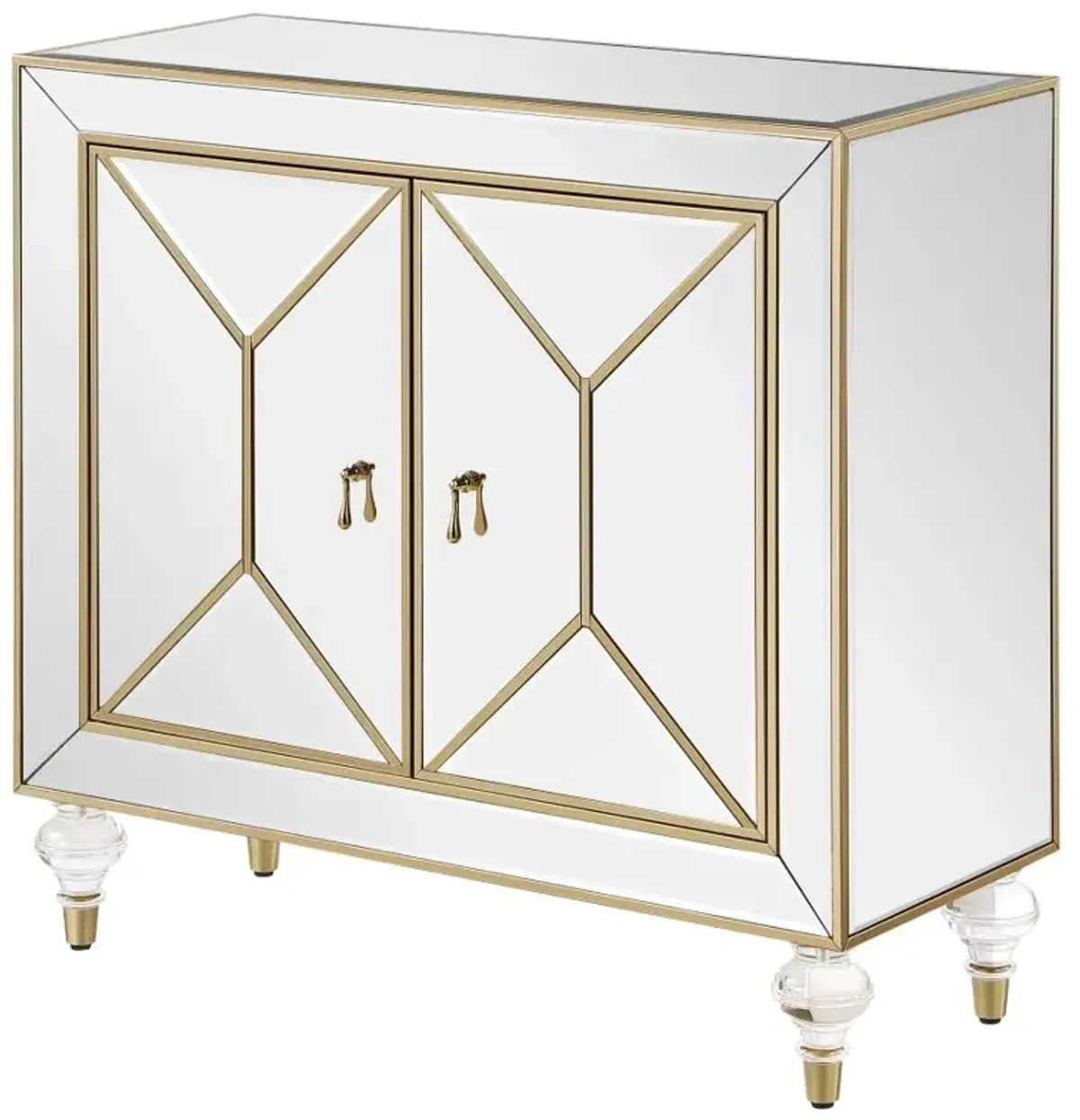 Lupin 2-door Accent Cabinet Mirror and Champagne