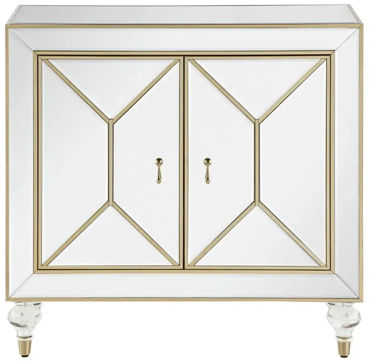 Lupin 2-door Accent Cabinet Mirror and Champagne