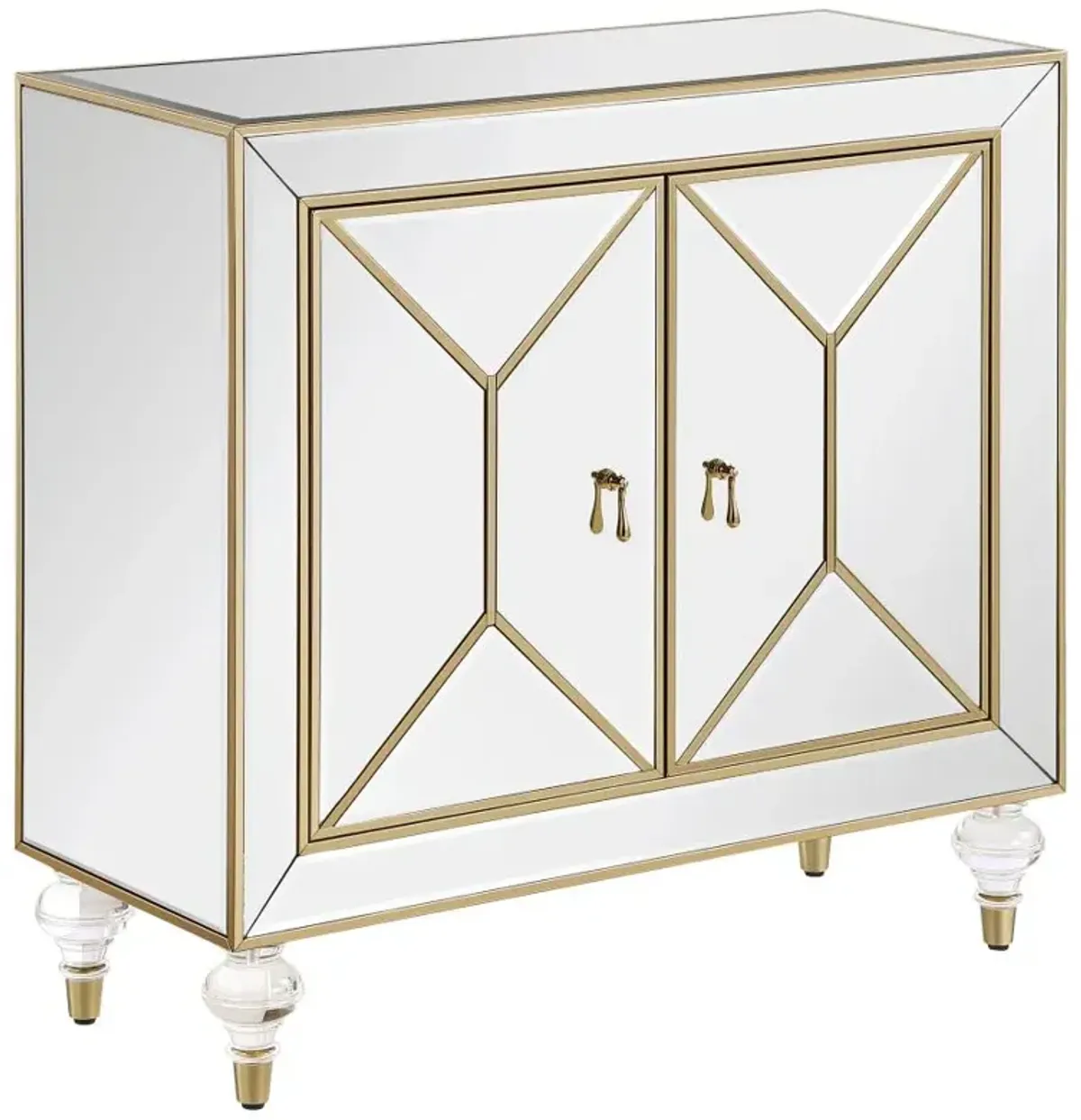 Lupin 2-door Accent Cabinet Mirror and Champagne