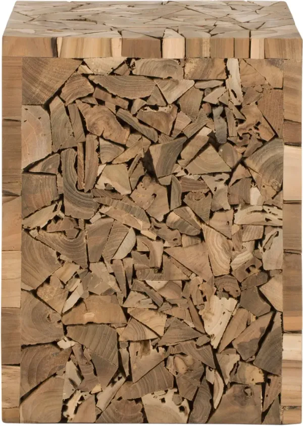 FDARK GREYES TEAK SQUARE STOOL