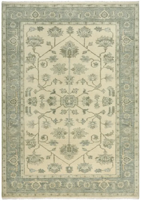 Belmont Ivory/Blue  Hand Spun Wool 8' x 10' Rectangle Rug