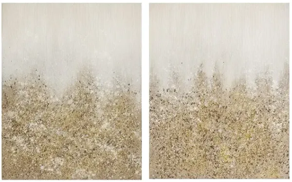 Madison Park Golden Glimmer Gold Heavily Embellished 2-piece Canvas Wall Art Set