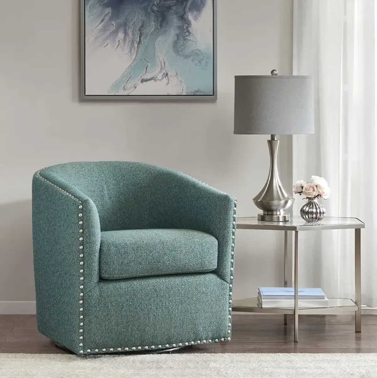 Madison Park Tyler Teal Multi Swivel Chair