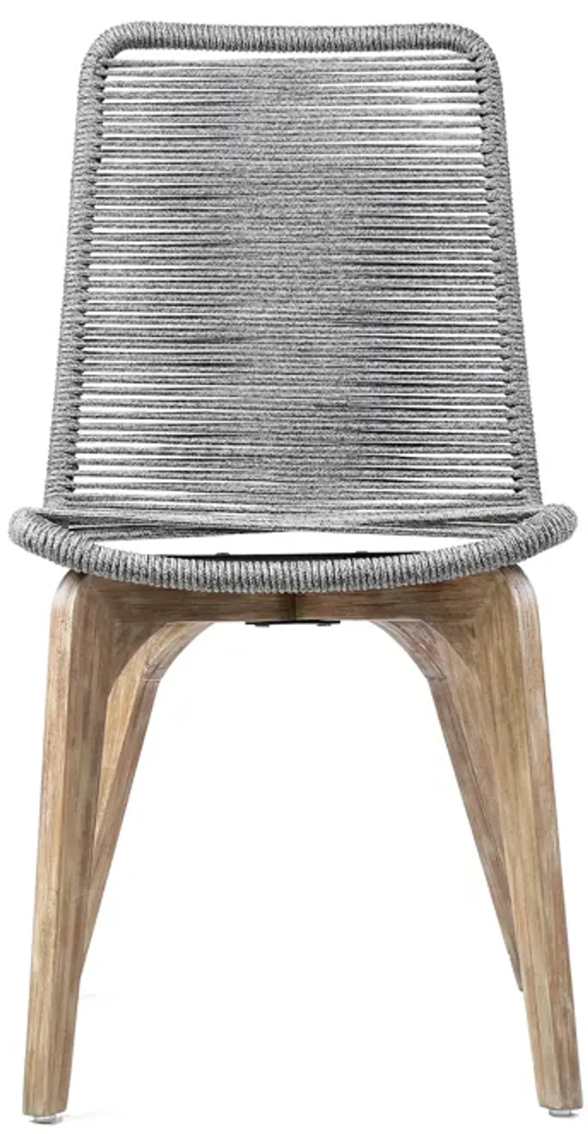 Island Outdoor Light Eucalyptus Wood and Grey Rope Dining Chairs - Set of 2