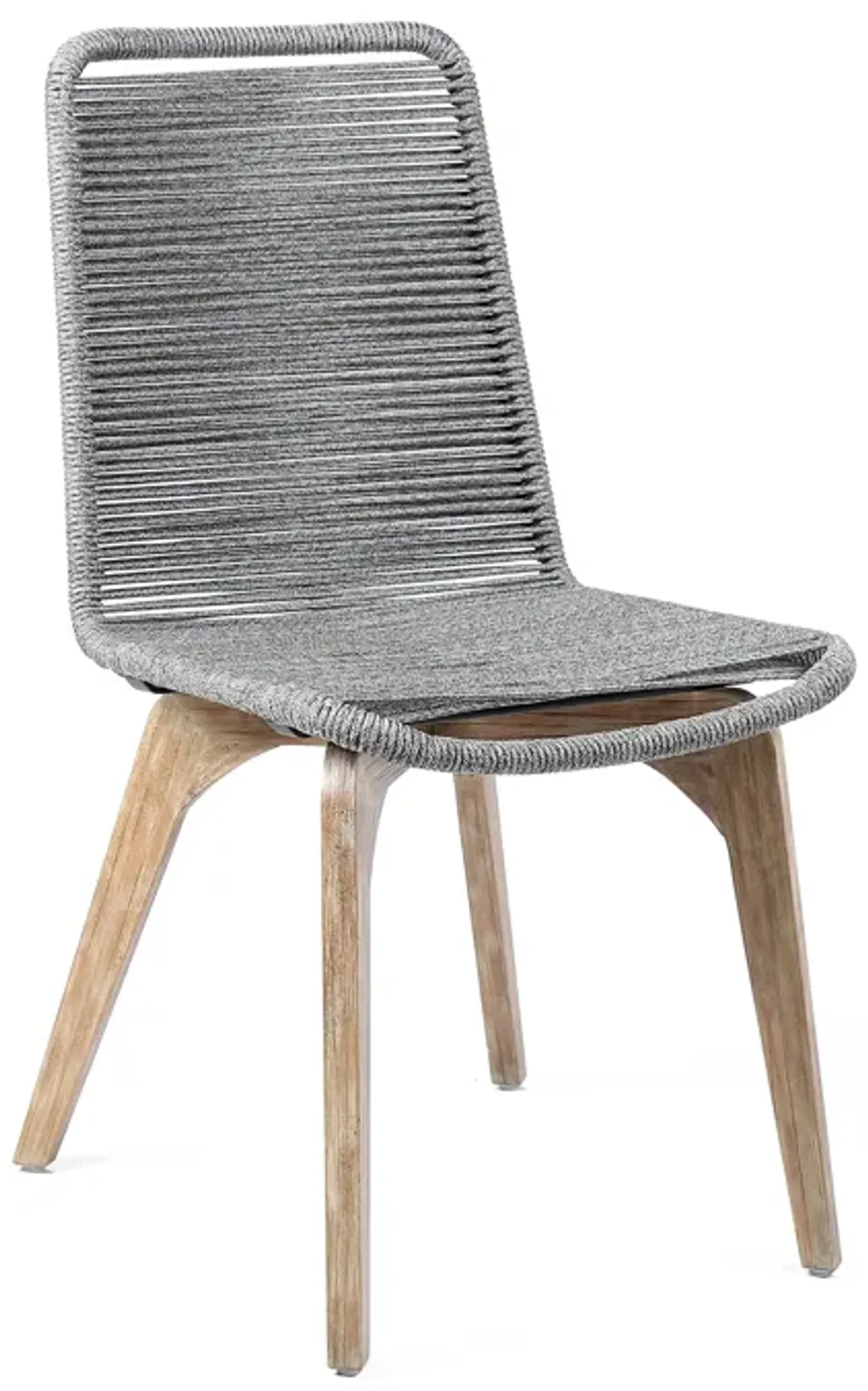 Island Outdoor Light Eucalyptus Wood and Grey Rope Dining Chairs - Set of 2